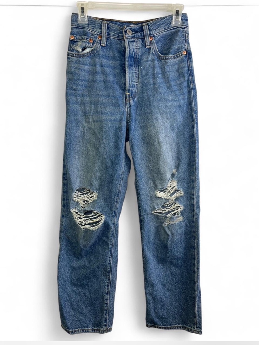 Levi's Premium‎ Ribcage Straight Ankle Distressed Ripped Jeans Size 24